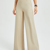 Classic High-Waist DPYP™ Dress Pant Yoga Pants | Wide (Ivory Black Pinstripe)