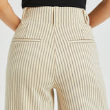 Classic High-Waist DPYP™ Dress Pant Yoga Pants | Wide (Ivory Black Pinstripe)