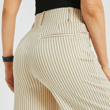 Classic High-Waist DPYP™ Dress Pant Yoga Pants | Wide (Ivory Black Pinstripe)