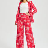 Classic High-Waist DPYP™ Dress Pant Yoga Pants | Wide (Red White Dot)