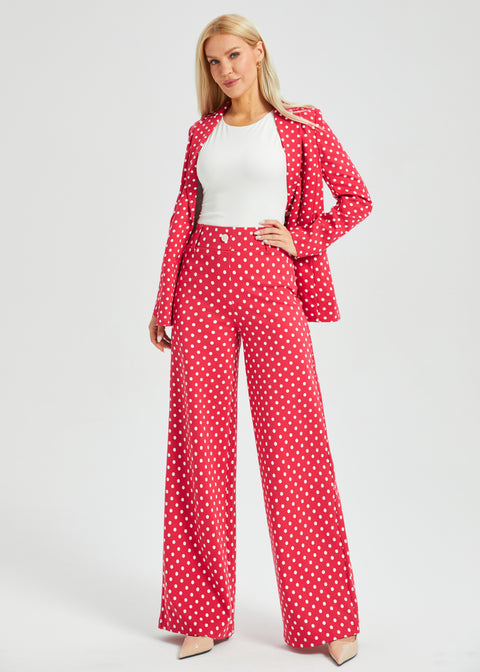 Classic High-Waist DPYP™ Dress Pant Yoga Pants | Wide (Red White Dot)