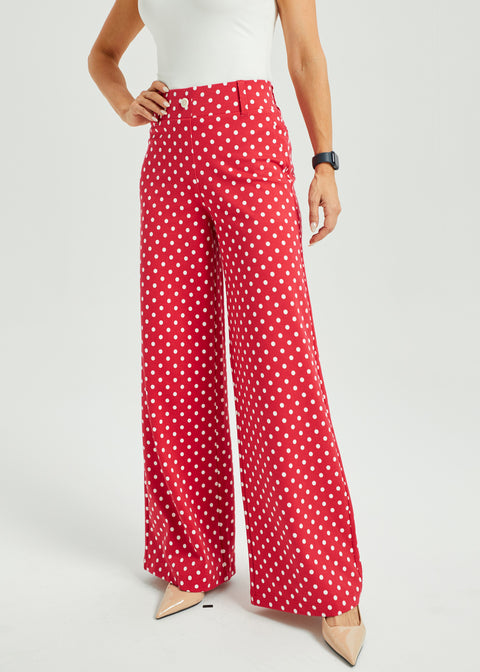 Classic High-Waist DPYP™ Dress Pant Yoga Pants | Wide (Red White Dot)