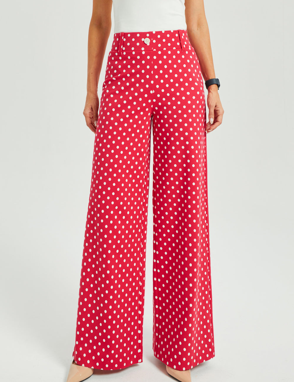 Classic High-Waist DPYP™ Dress Pant Yoga Pants | Wide (Red White Dot)