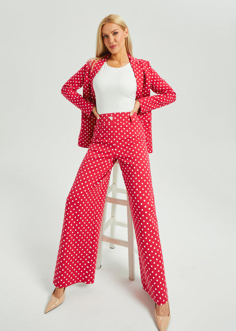 Classic High-Waist DPYP™ Dress Pant Yoga Pants | Wide (Red White Dot)