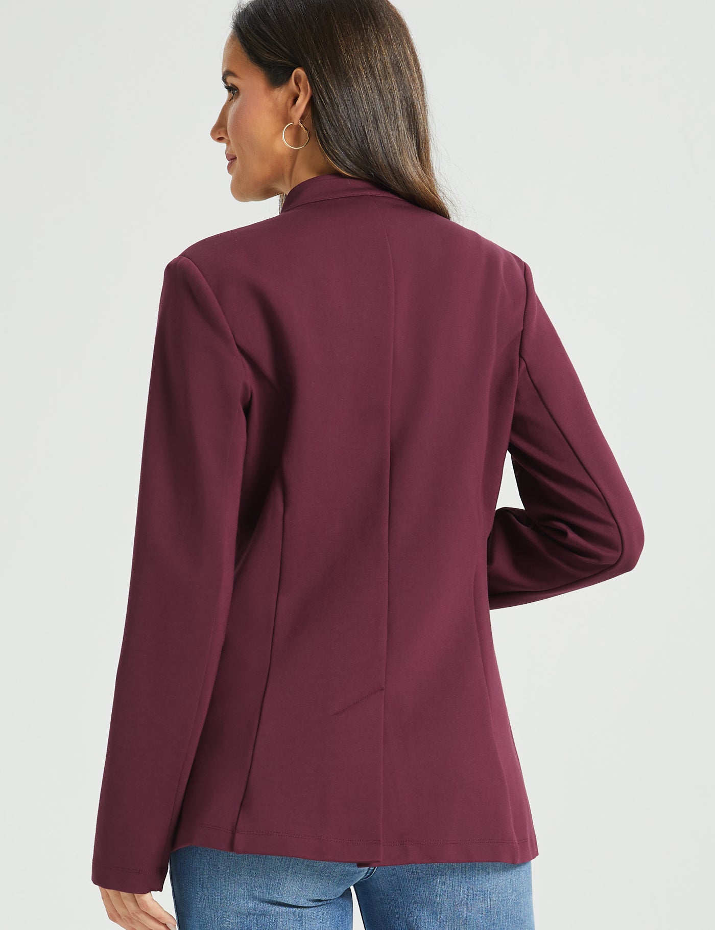 Military Zip Jacket | Stretch Ponte (Burgundy)