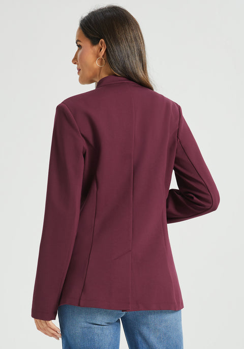 Military Zip Jacket | Stretch Ponte (Burgundy)