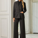 Double Breasted Blazer | Knit Jacquard (Charcoal Herringbone) - Final Sale
