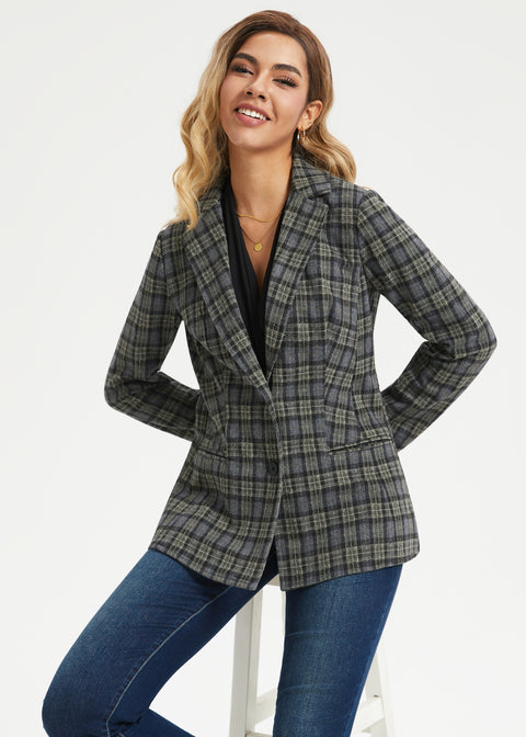 Classic Blazer | Knit Jacquard (Charcoal Plaid) - Final Sale