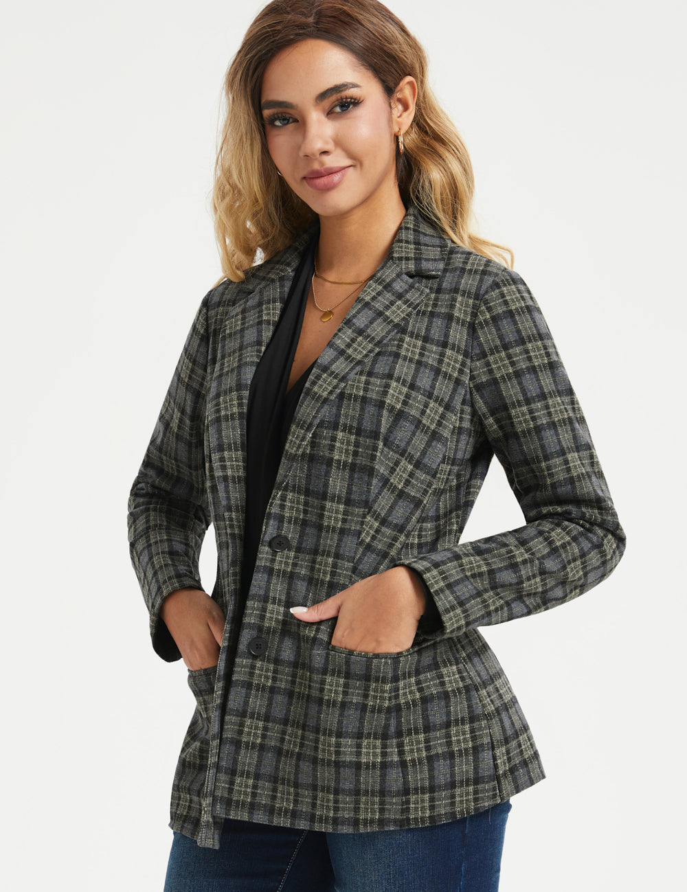 Classic Blazer | Knit Jacquard (Charcoal Plaid) - Final Sale