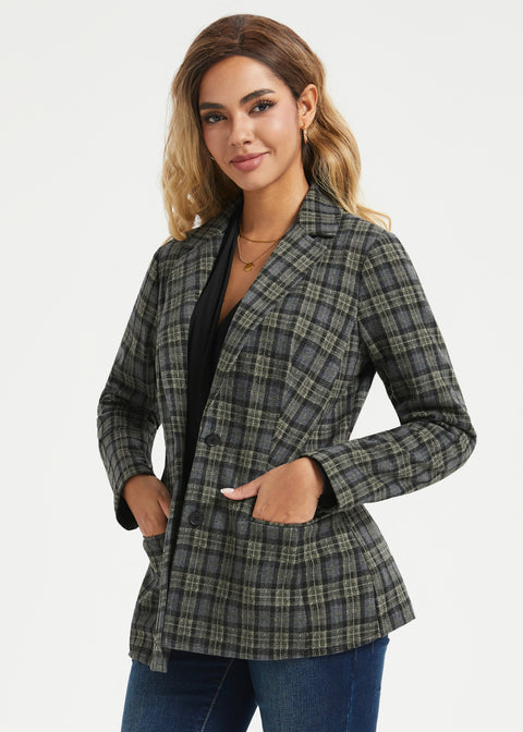 Classic Blazer | Knit Jacquard (Charcoal Plaid) - Final Sale