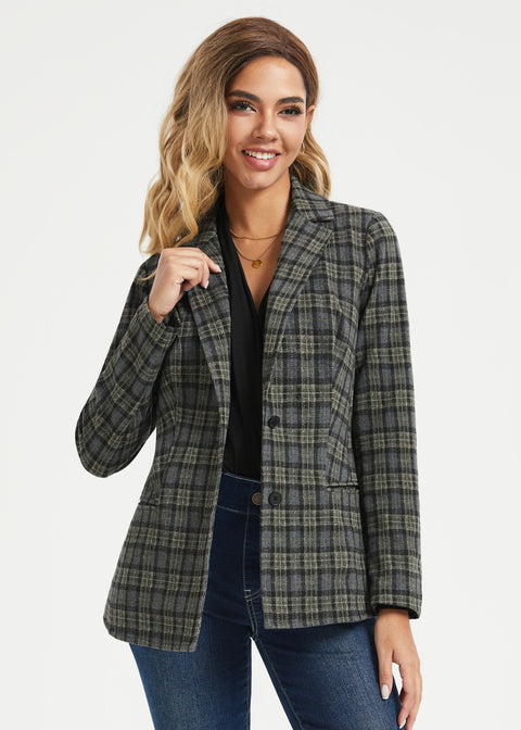 Classic Blazer | Knit Jacquard (Charcoal Plaid) - Final Sale