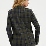 Double Breasted Blazer | Knit Jacquard (Green Plaid) - Final Sale