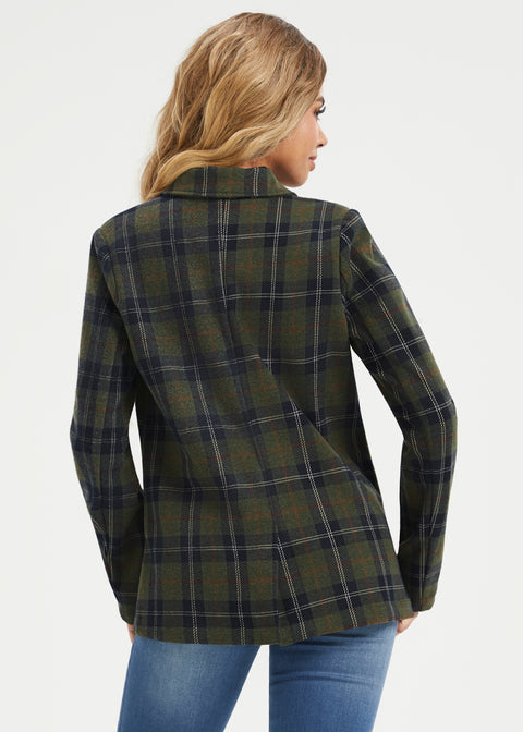 Double Breasted Blazer | Knit Jacquard (Green Plaid) - Final Sale