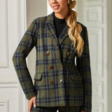 Double Breasted Blazer | Knit Jacquard (Green Plaid) - Final Sale