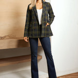 Double Breasted Blazer | Knit Jacquard (Green Plaid) - Final Sale
