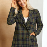 Double Breasted Blazer | Knit Jacquard (Green Plaid) - Final Sale