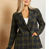 Double Breasted Blazer | Knit Jacquard (Green Plaid) - Final Sale