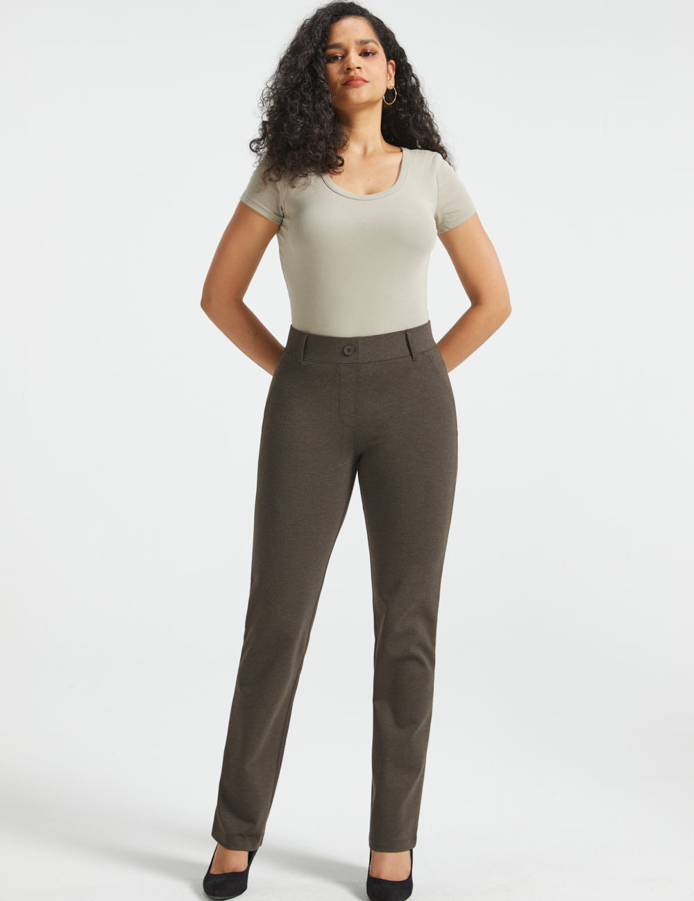 PRESALE ⏰ Classic DPYP™ Dress Pant Yoga Pants | Straight (Heather Brown)