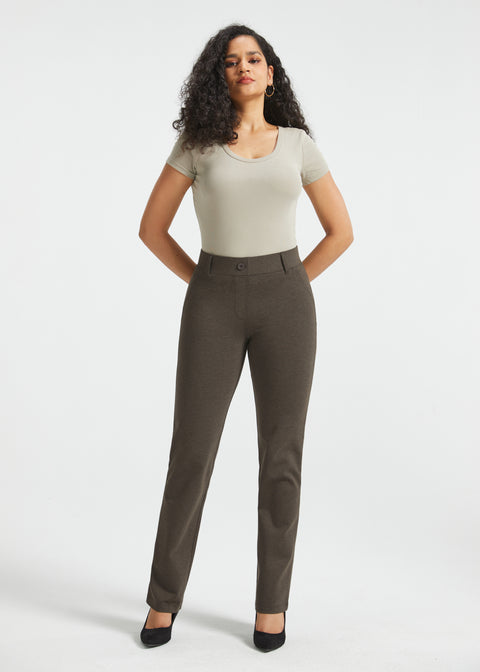 PRESALE ⏰ Classic DPYP™ Dress Pant Yoga Pants | Straight (Heather Brown)