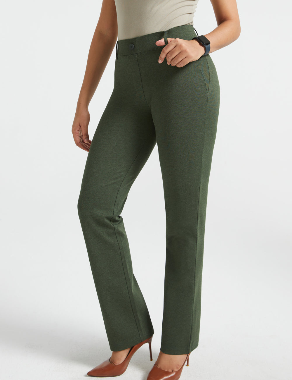 PRESALE ⏰ Classic DPYP™ Dress Pant Yoga Pants | Straight (Heather Olive)