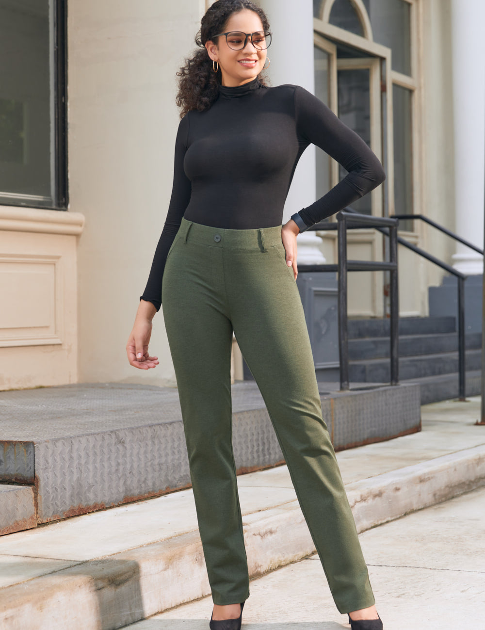 PRESALE ⏰ Classic DPYP™ Dress Pant Yoga Pants | Straight (Heather Olive)