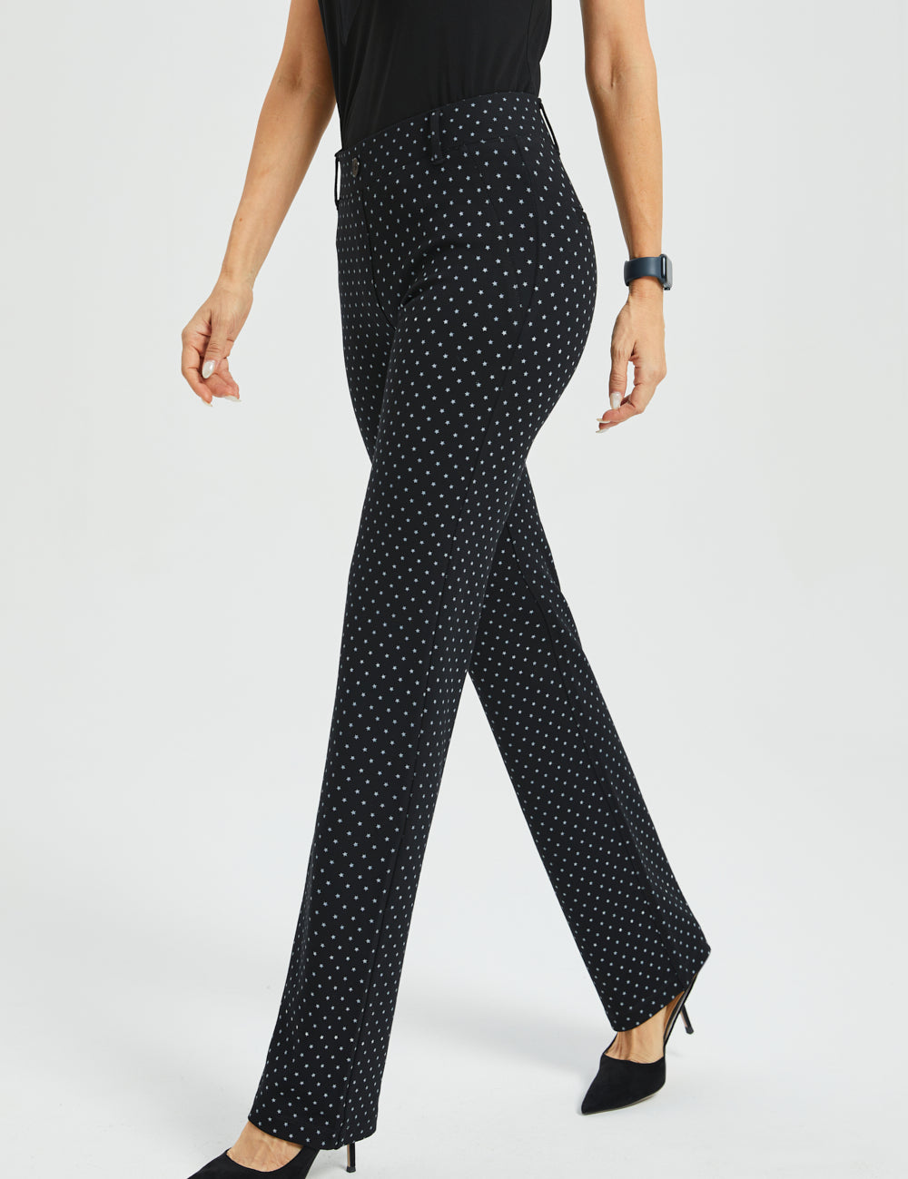 Classic DPYP™ Dress Pant Yoga Pant | Straight (Black White Star)