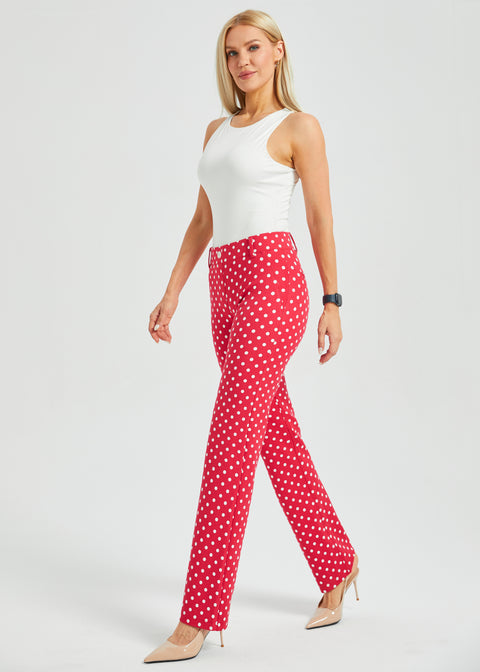 Classic DPYP™ Dress Pant Yoga Pant | Straight (Red White Dot)
