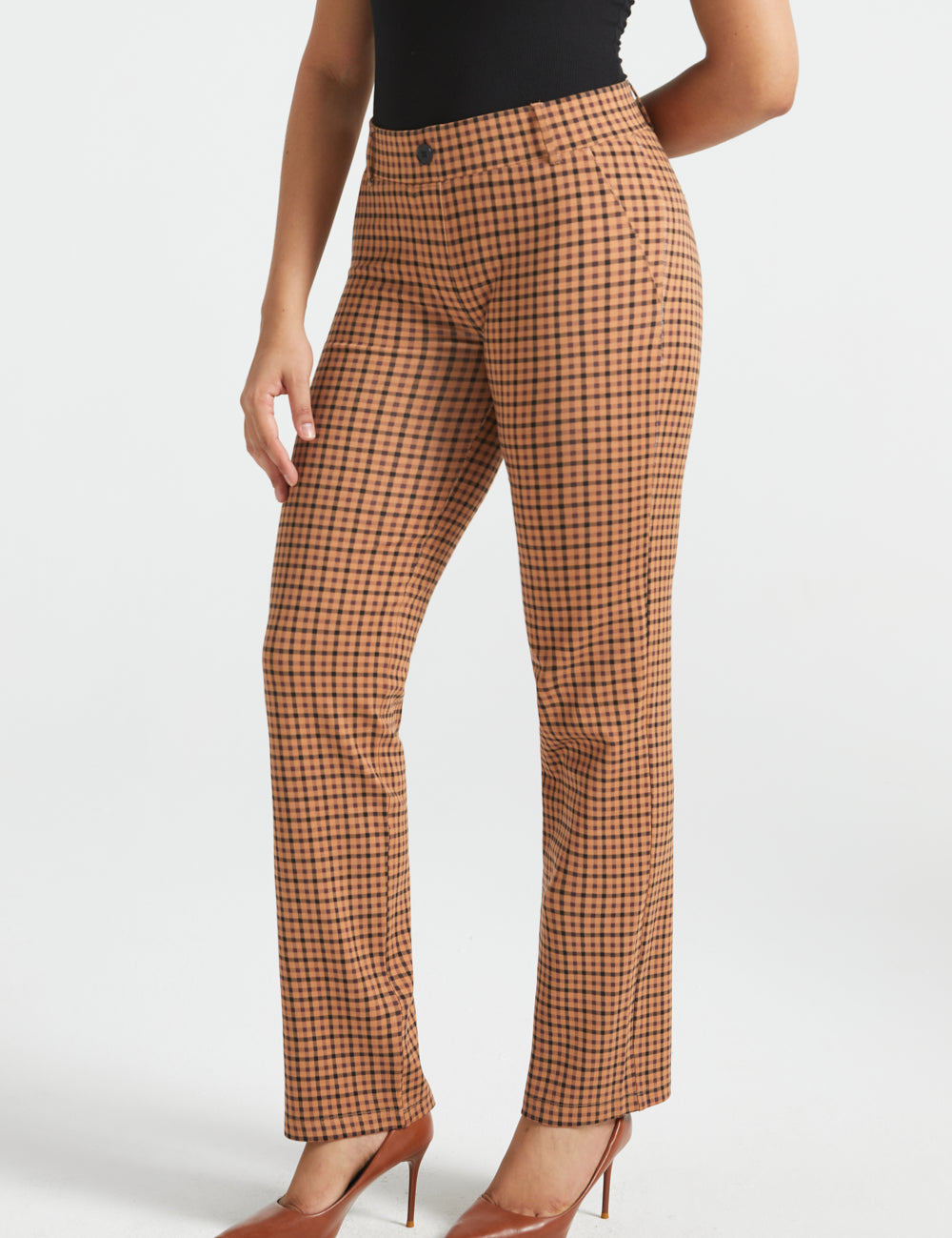 Classic DPYP™ Dress Pant Yoga Pant | Bootcut (Camel Mini Houndstooth)