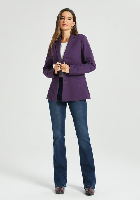 Classic Blazer | Stretch Ponte (Aubergine)