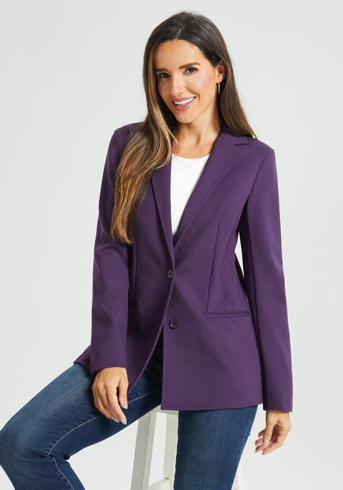 Classic Blazer | Stretch Ponte (Aubergine)