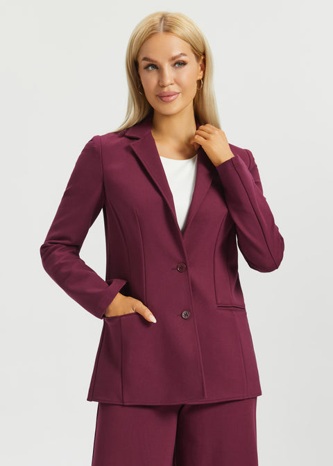 Classic Blazer | Stretch Ponte (Burgundy)