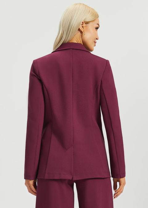 Classic Blazer | Stretch Ponte (Burgundy)