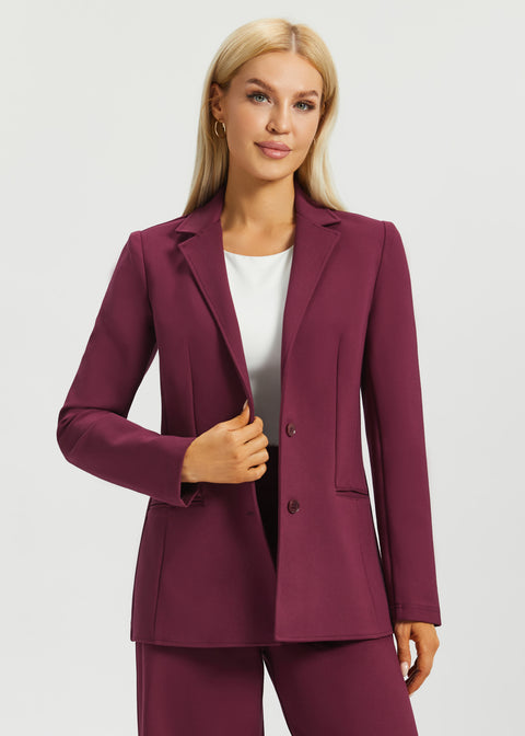 Classic Blazer | Stretch Ponte (Burgundy)