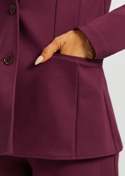 Classic Blazer | Stretch Ponte (Burgundy)