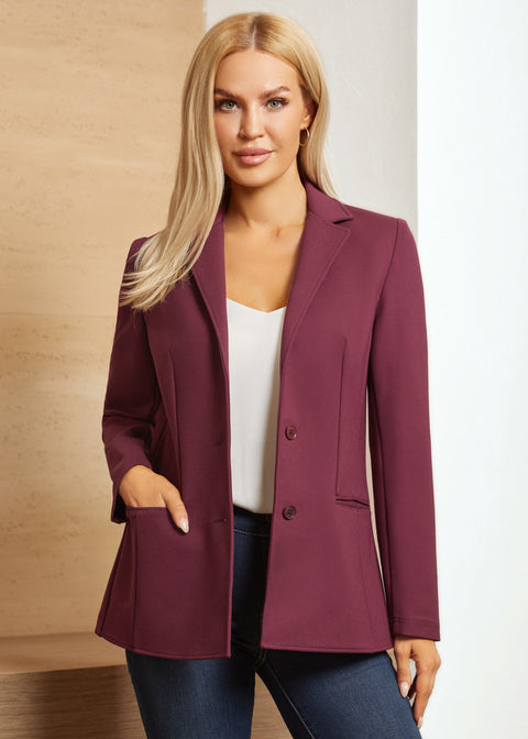 Classic Blazer | Stretch Ponte (Burgundy)