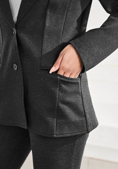 Classic Blazer | Stretch Ponte (Charcoal)