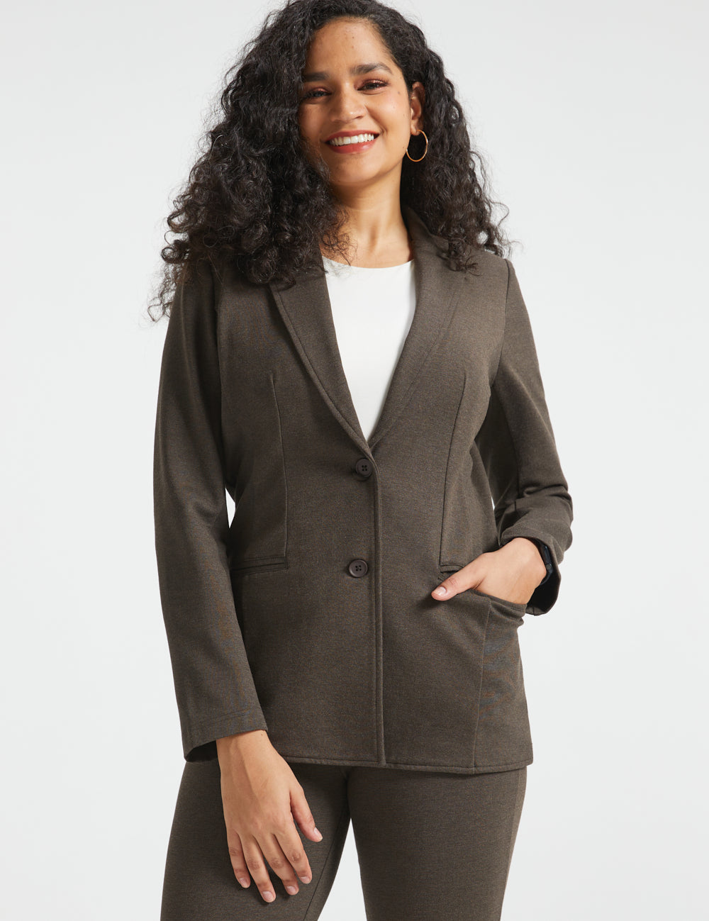 PRESALE ⏰ Classic Blazer | Stretch Ponte (Heather Brown)