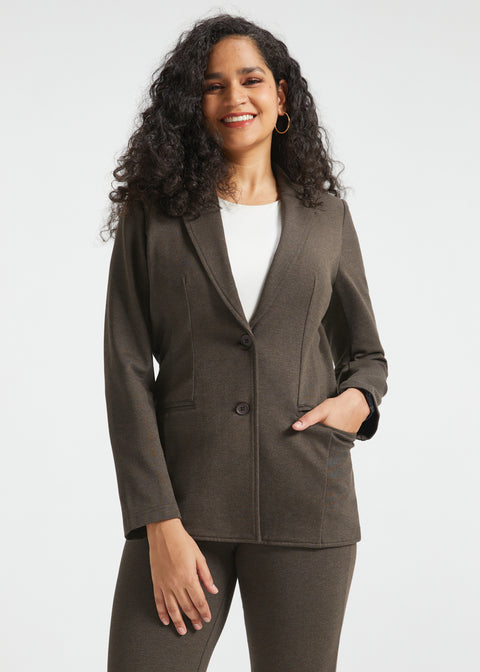 PRESALE ⏰ Classic Blazer | Stretch Ponte (Heather Brown)