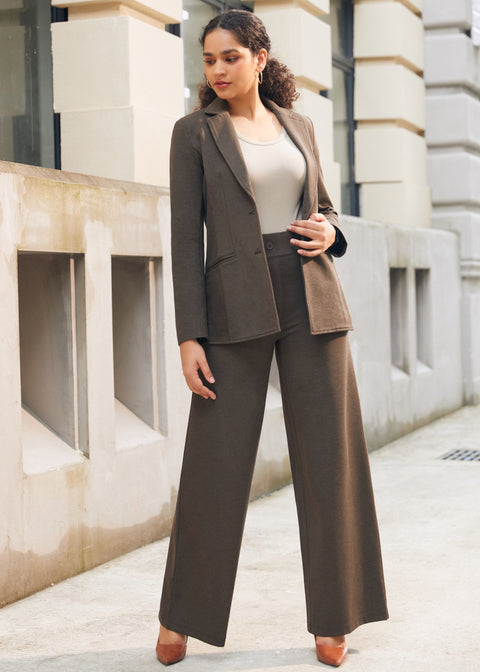 PRESALE ⏰ Classic Blazer | Stretch Ponte (Heather Brown)