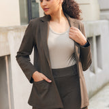 PRESALE ⏰ Classic Blazer | Stretch Ponte (Heather Brown)