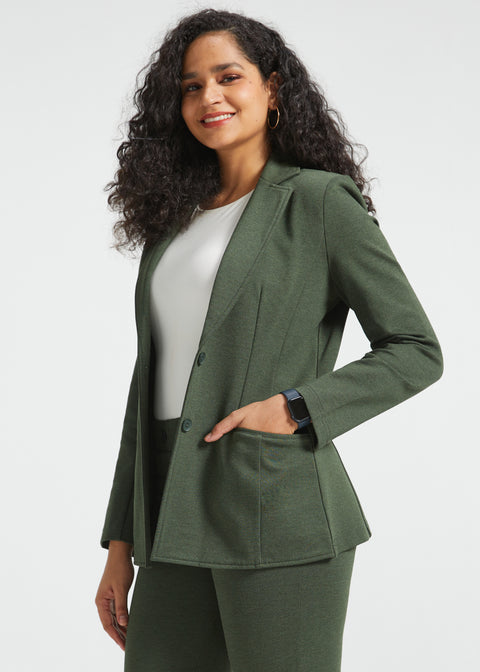 PRESALE ⏰ Classic Blazer | Stretch Ponte (Heather Olive)