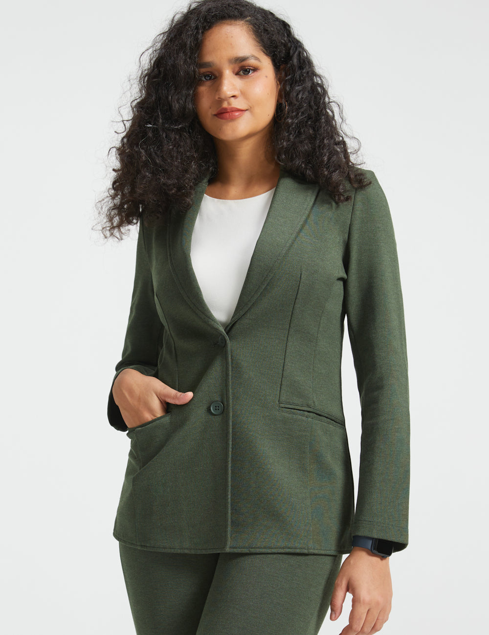 PRESALE ⏰ Classic Blazer | Stretch Ponte (Heather Olive)