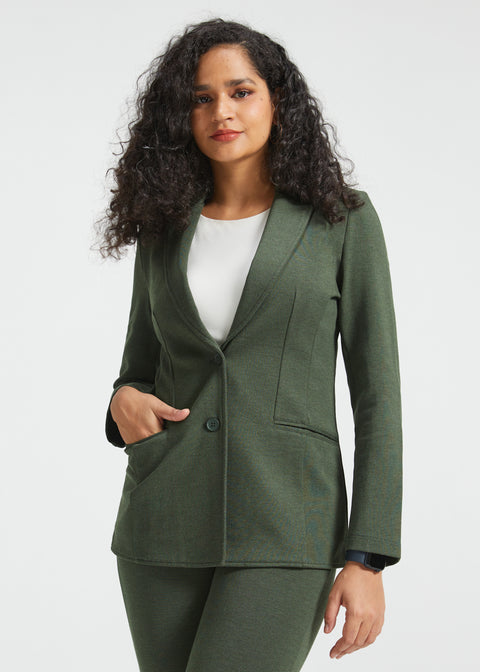 PRESALE ⏰ Classic Blazer | Stretch Ponte (Heather Olive)
