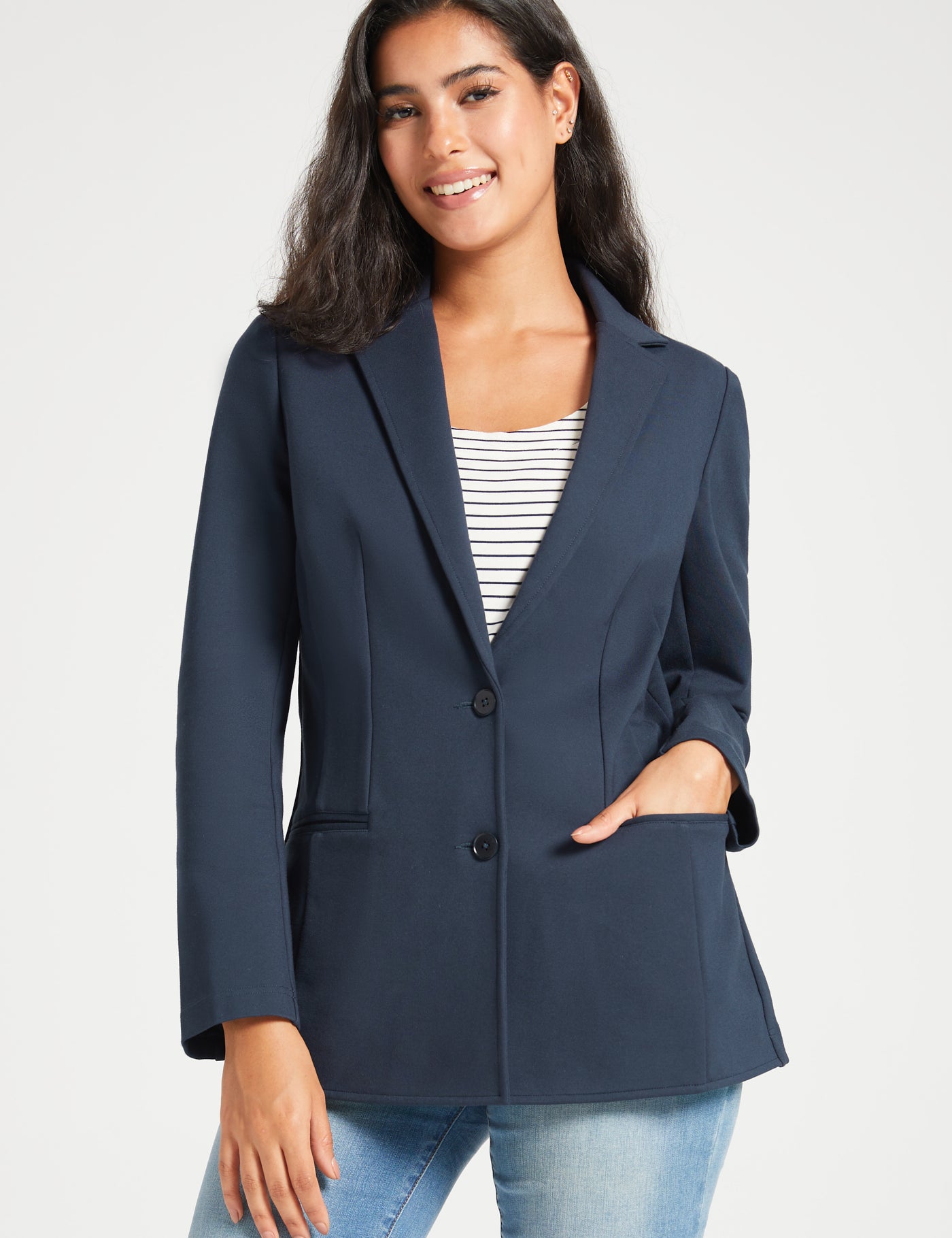 Classic Blazer | Stretch Ponte (Navy)