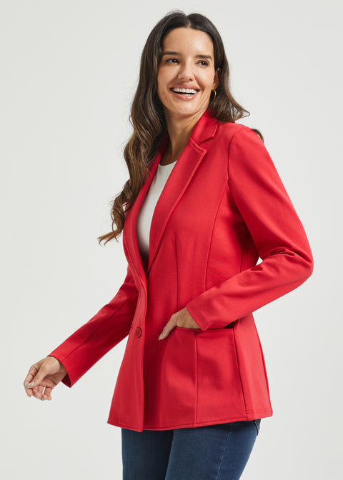 Classic Blazer | Stretch Ponte (Red)