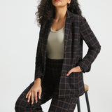 Classic Blazer | Stretch Knit (Black Brown Plaid)