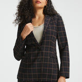 Classic Blazer | Stretch Knit (Black Brown Plaid)