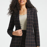 Classic Blazer | Stretch Knit (Black Brown Plaid)