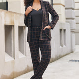 Classic Blazer | Stretch Knit (Black Brown Plaid)
