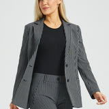 Classic Blazer | Stretch Ponte (Black Beige Pinstripe)